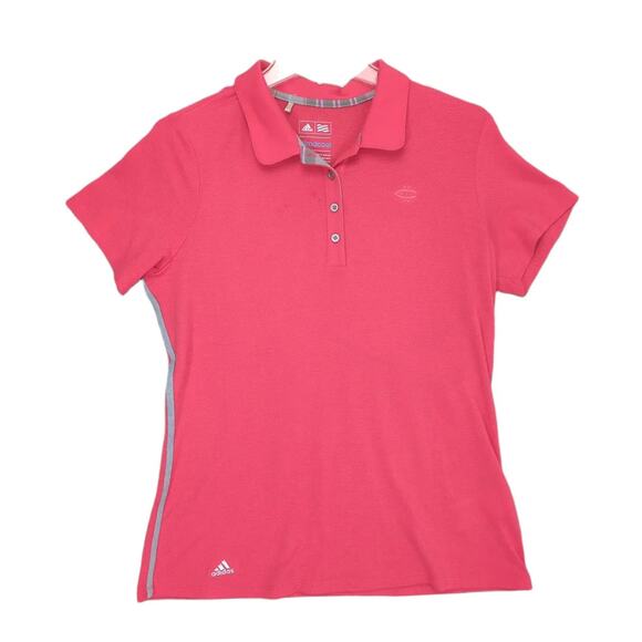 ADIDAS Women's M Climacool Coral Pink Athletic Polo Shirt, Workout Tennis Preppy - Picture 1 of 6